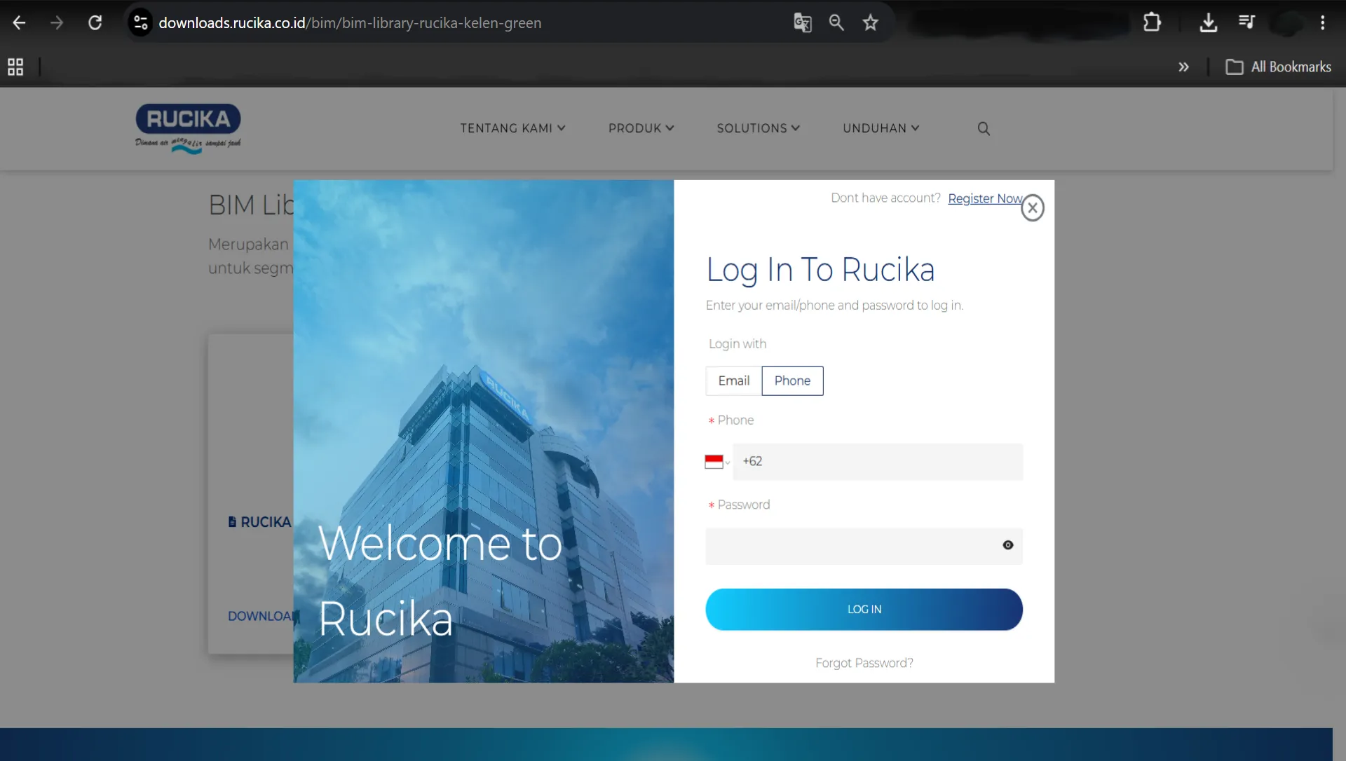 Form regristrasi Rucika