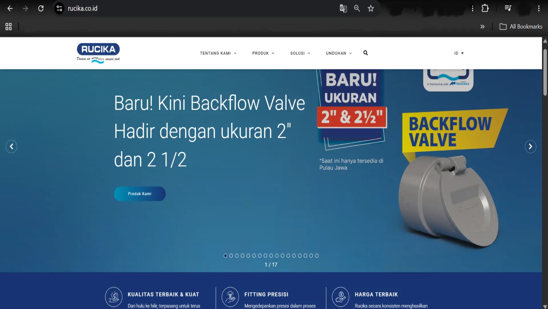 Halaman resmi website Rucika