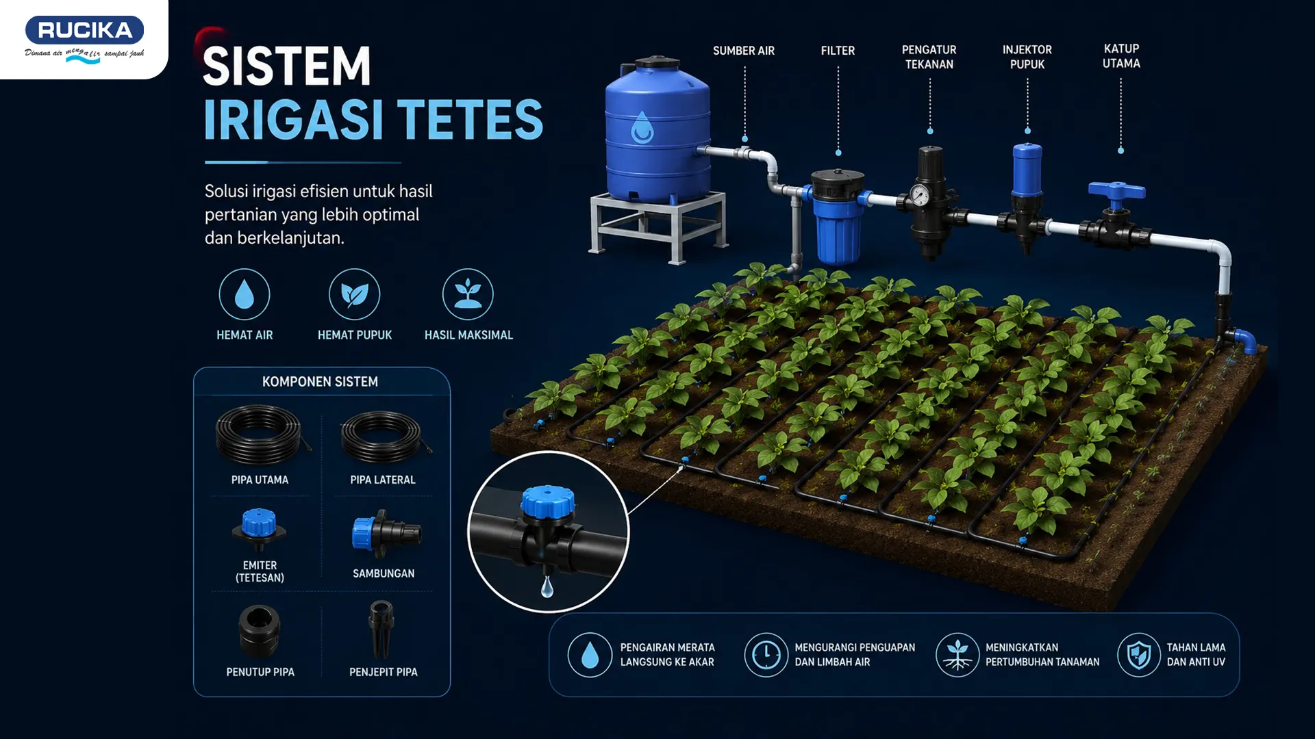 Ilustrasi sistem irigasi tetes
