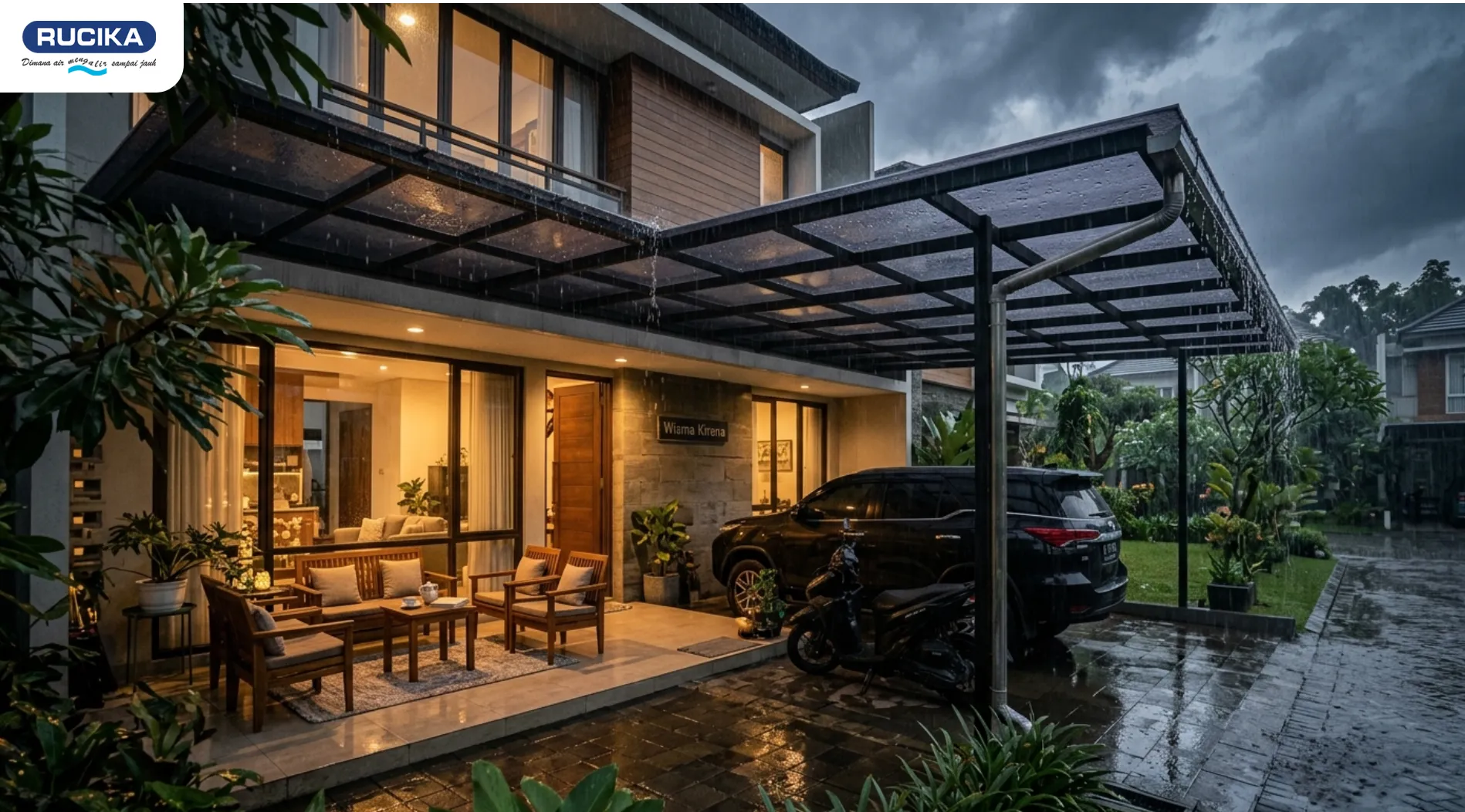 Gambar rumah dan kanopi yang menjadi carport